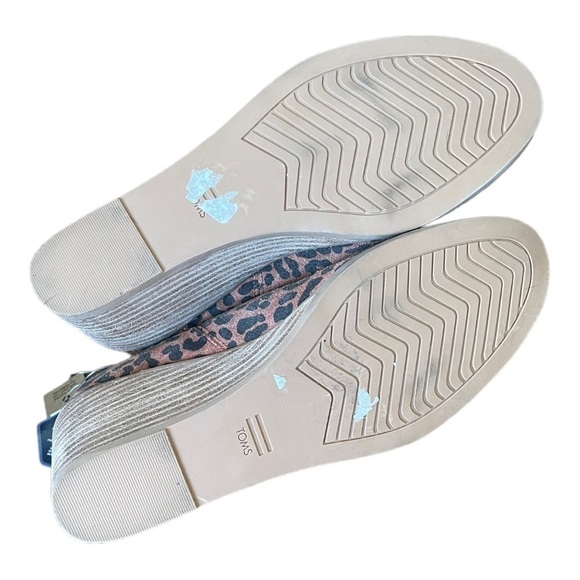 Toms Kallie Wedge 6 Brown Bootie Leopard Suede Shoes - Picture 4 of 5